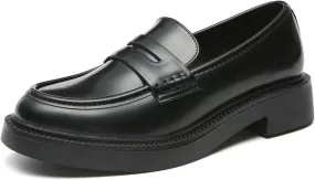 Bernal Loafers for Women Chunky Platform Penny Loafers Fashion Slip On School Shoes Work Shoes with Buckle