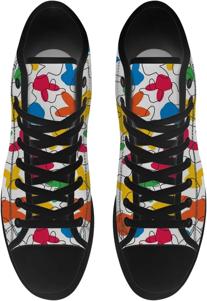 Bunny Rabbits High Top Shoes for Men Women Easter Day High Top Canvas Sneakers Casual Shoes Gifts for Boys Girls