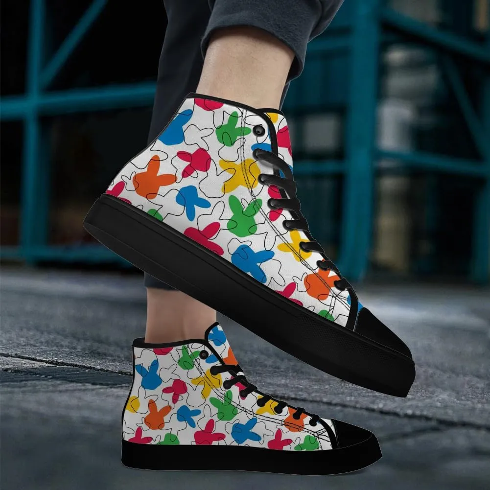 Bunny Rabbits High Top Shoes for Men Women Easter Day High Top Canvas Sneakers Casual Shoes Gifts for Boys Girls