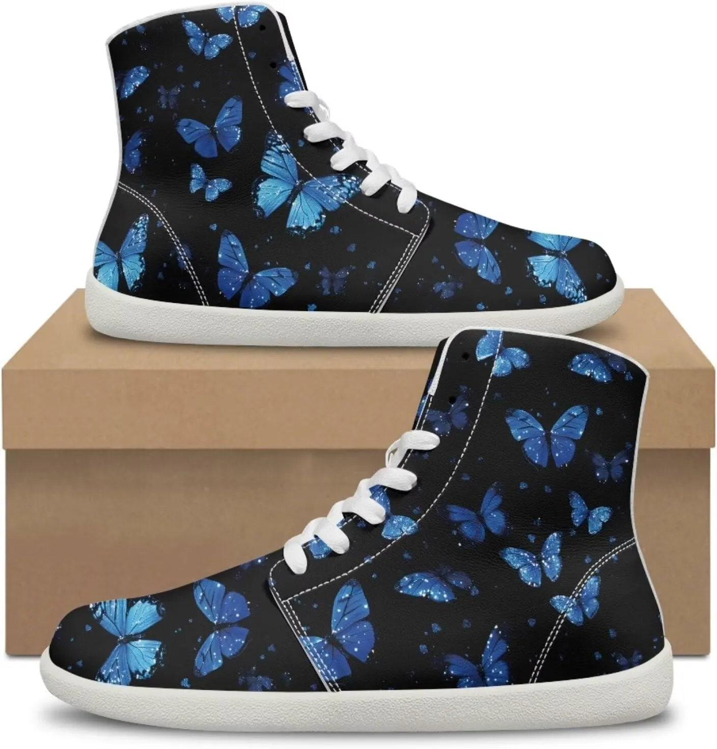 Butterfly Dragonfly Print High Tops Running Sneakers for Women Men Fitness Ankle Support Shoes
