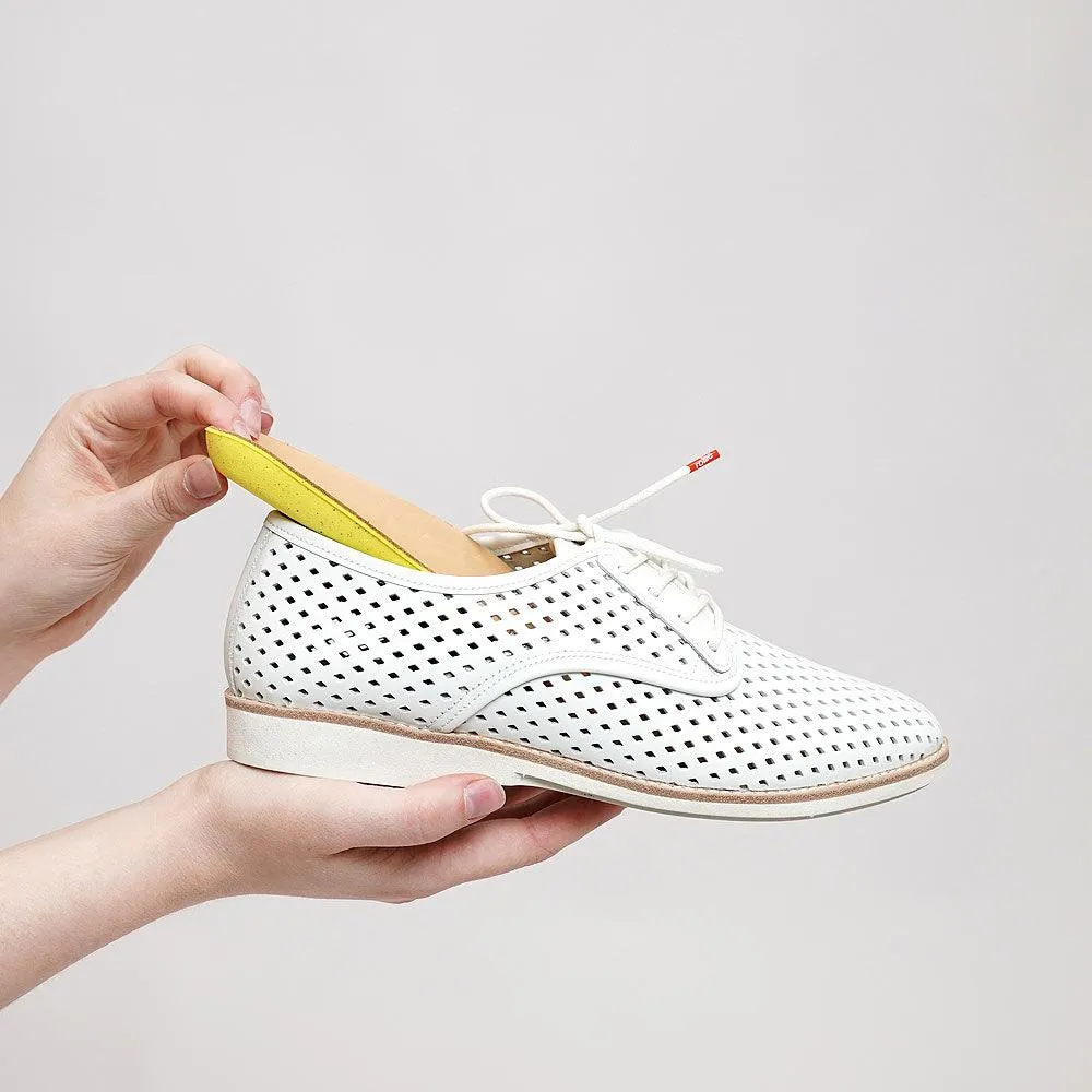 Derby Punch White Leather Lace Up Flats