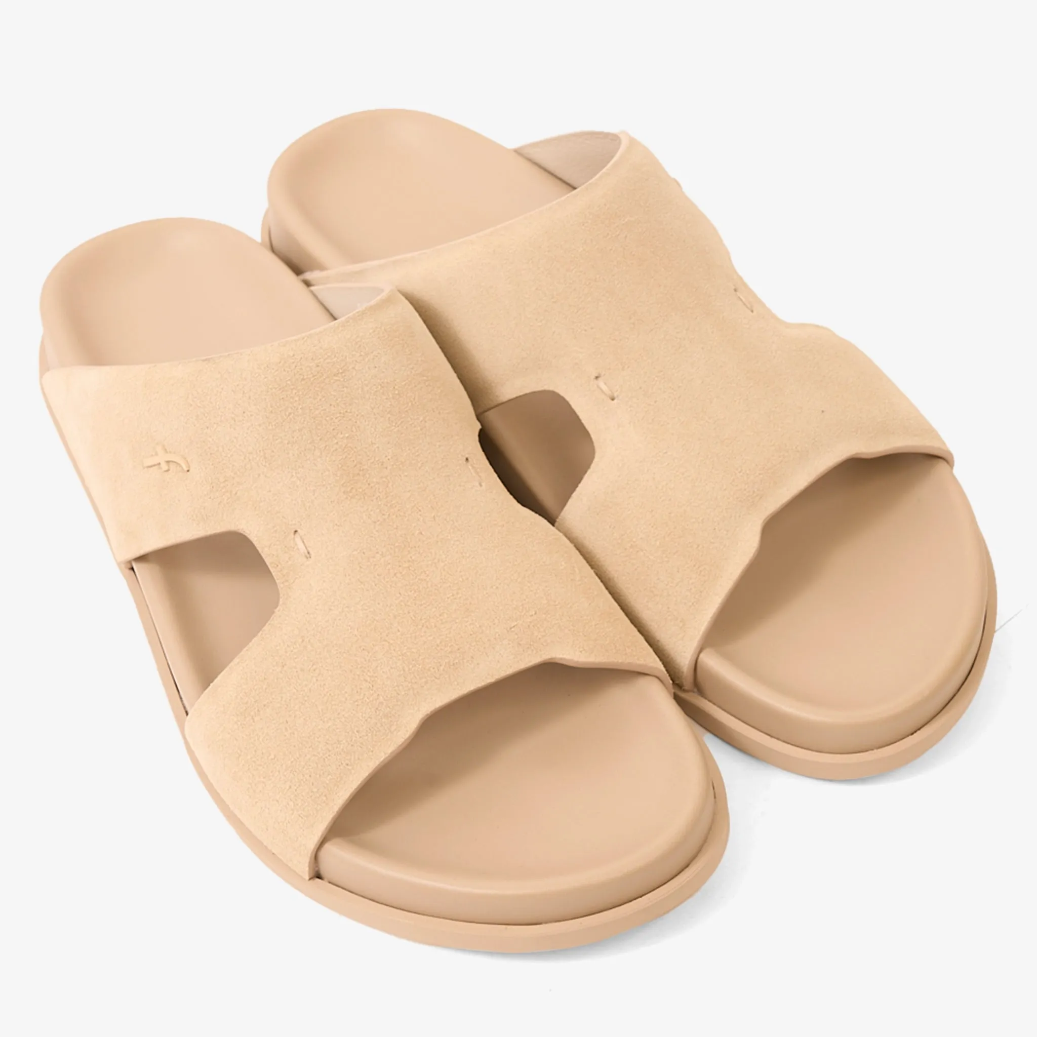 FARADA MODERN MINIMALIST SUEDE NEUTRAL TONE ARABIC SANDALS MASTICE