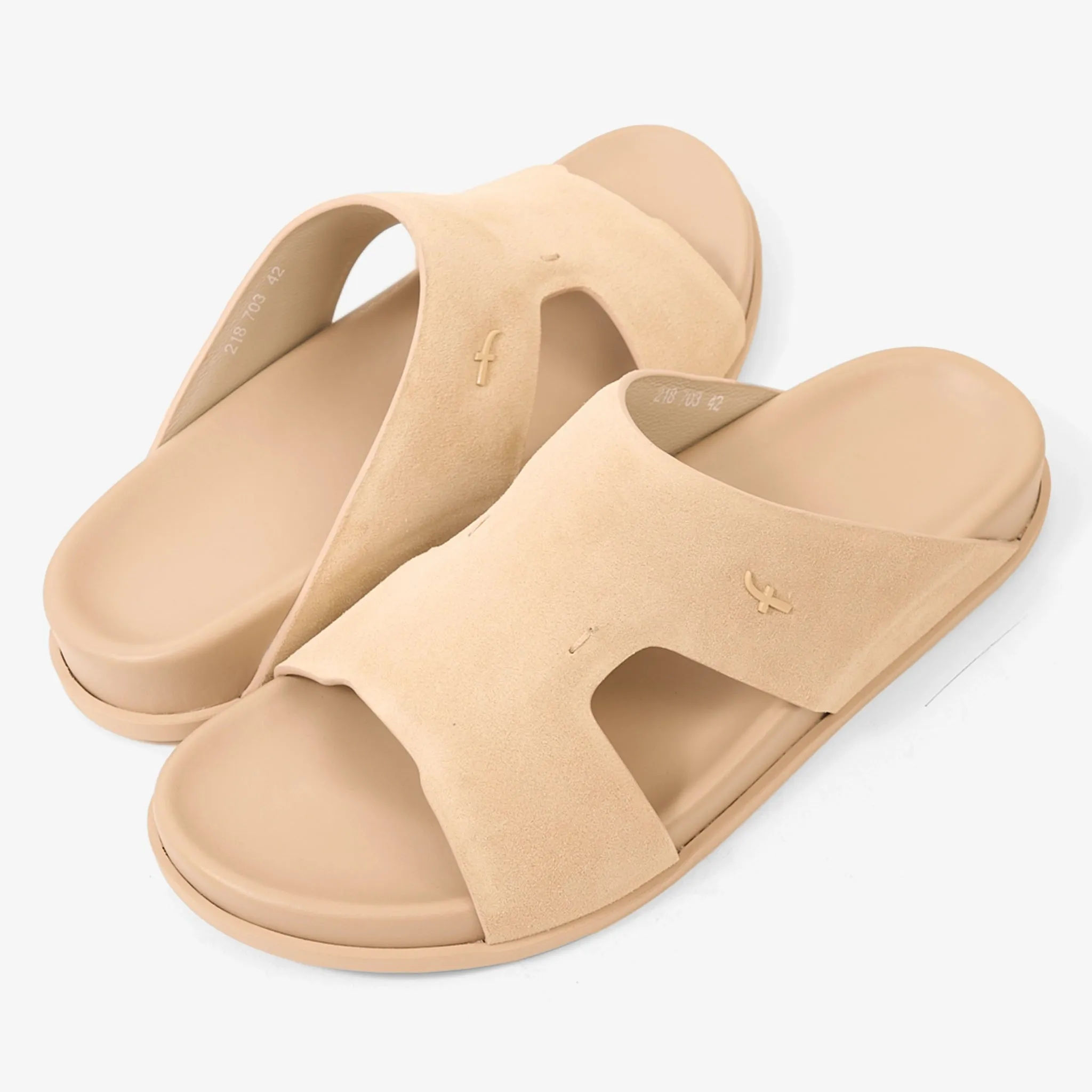 FARADA MODERN MINIMALIST SUEDE NEUTRAL TONE ARABIC SANDALS MASTICE