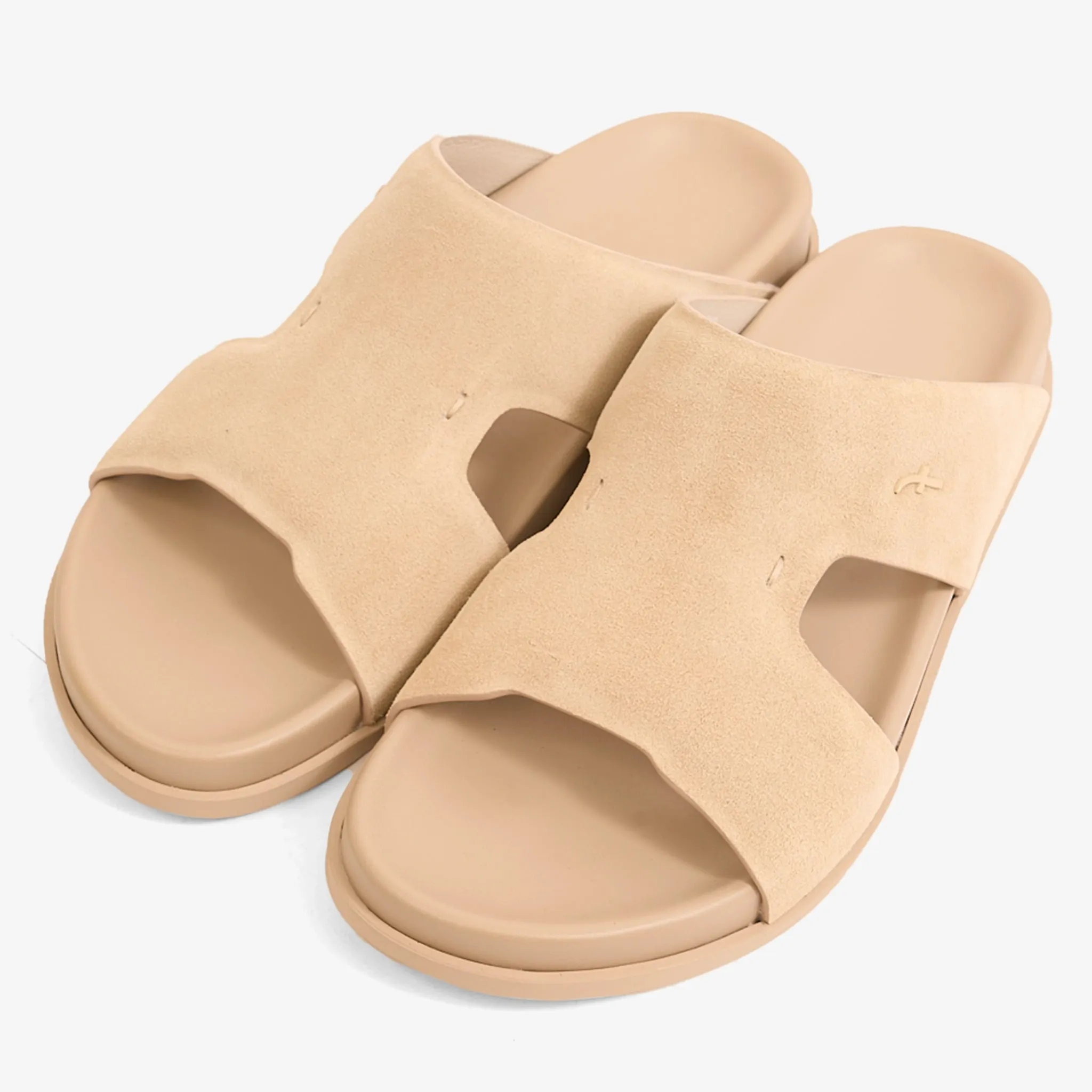 FARADA MODERN MINIMALIST SUEDE NEUTRAL TONE ARABIC SANDALS MASTICE