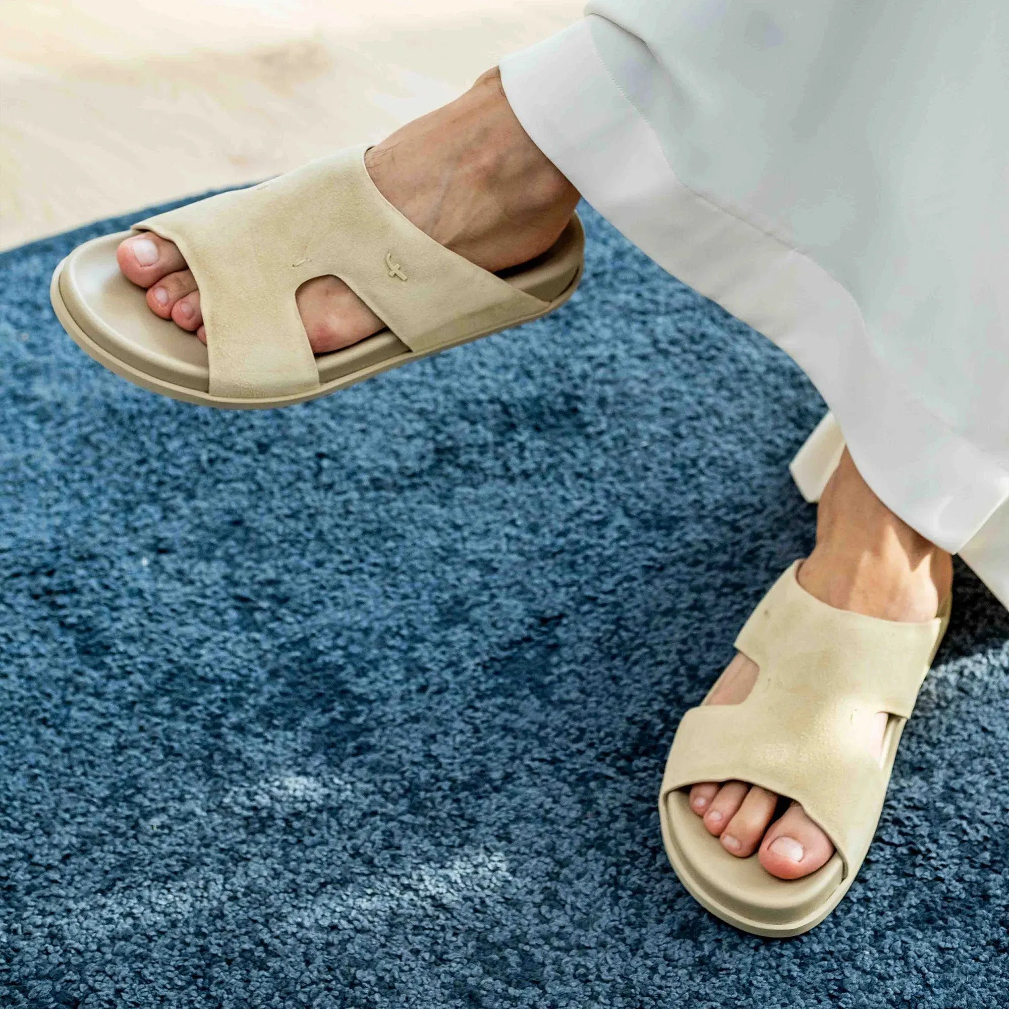 FARADA MODERN MINIMALIST SUEDE NEUTRAL TONE ARABIC SANDALS MASTICE