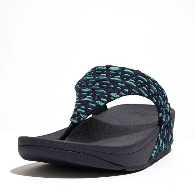 FitFlop Women's Lulu Geo-Webbing Toe Post Sandals- Midnight Navy