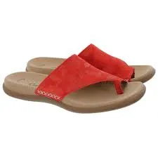 Gabor Women's Flower Velour Sandals- Red
