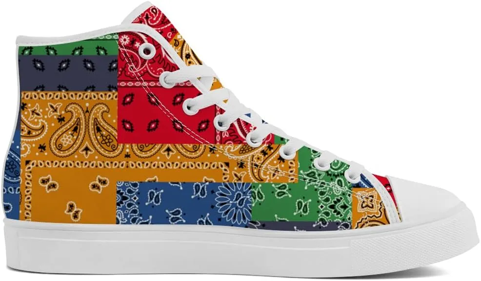 High Top Shoes for Men Women Paisley High Top Canvas Sneakers Lace Up Casual Walking Shoes Gifts for Mama Papa