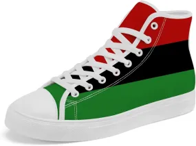 Juneteenth High Top Sneakers for Men Women Pan African Flag High Top Canvas Shoes Lace Up Casual Shoes Gifts for Boyfriend Girlfriend