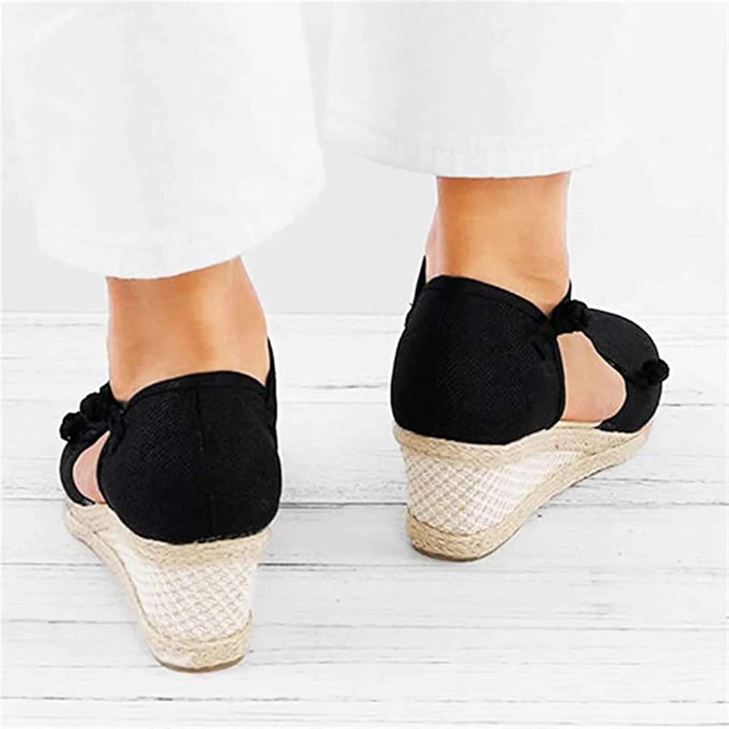 Ladmiple Espadrille Wedge Sandals For Women Closed Toe Cute Ankle Strap Platform Fashion Casual Dressy Summer Shoes