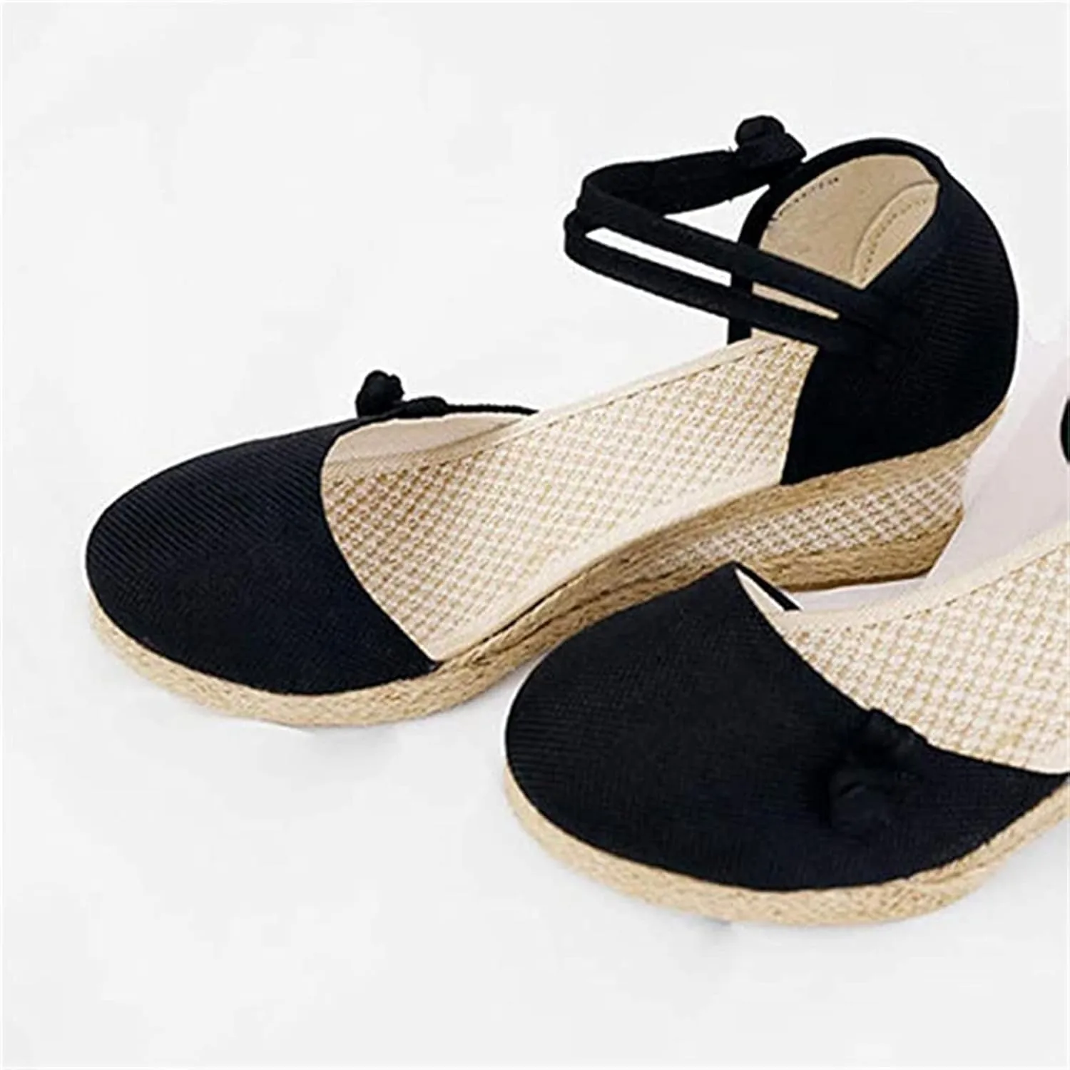 Ladmiple Espadrille Wedge Sandals For Women Closed Toe Cute Ankle Strap Platform Fashion Casual Dressy Summer Shoes