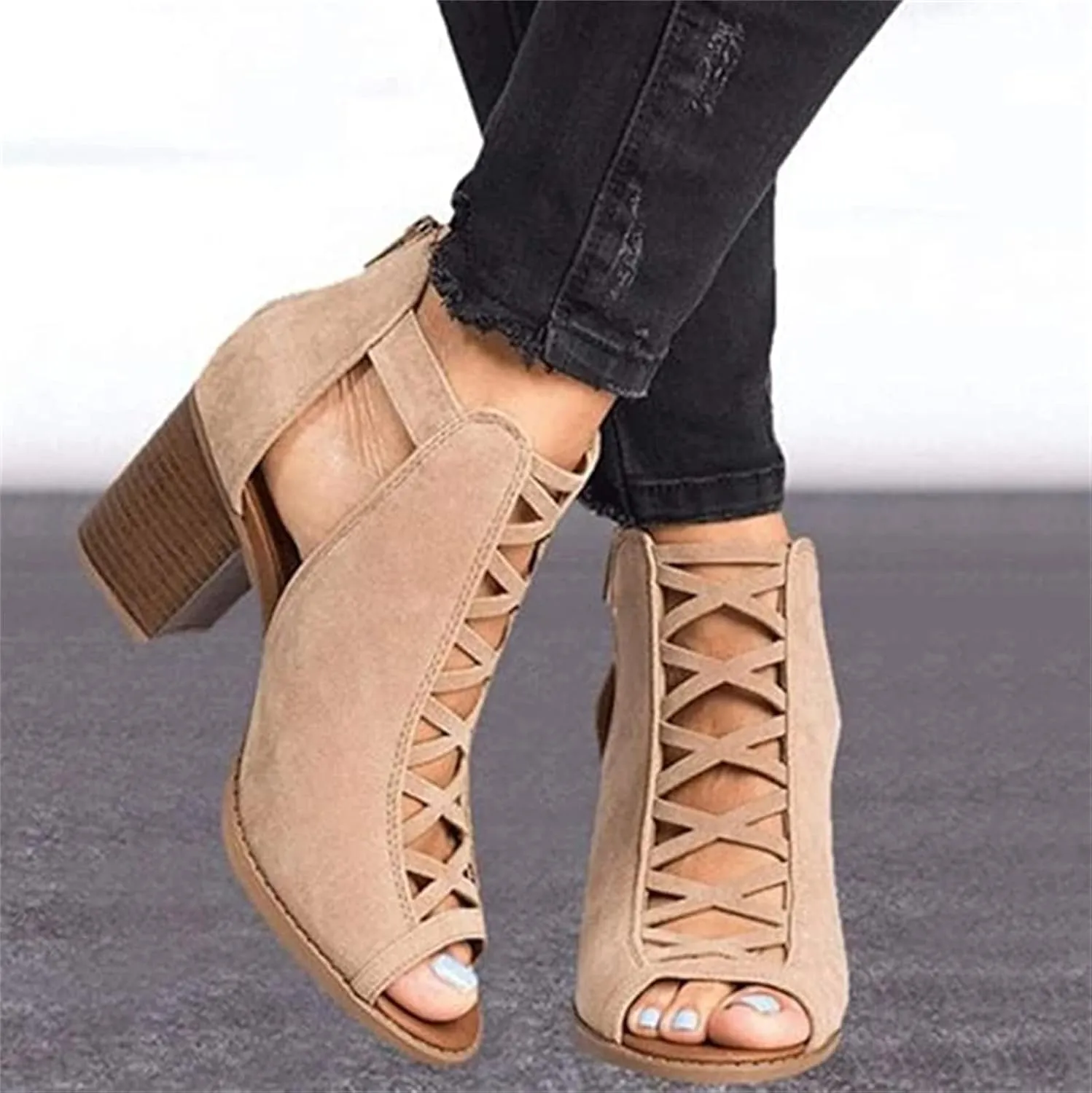 Ladmiple Wedge Sandals for Women Dressy Casual Hollow Out Open Toe High Heel Shoes Slip on Espadrilles Platform Sandal