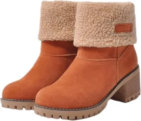 Ladmiple Winter Boots For Women Fashion Snow Boots Mid Calf Anti-slip Outdoor Warm Fur Lined Slip On Short Booties 2024