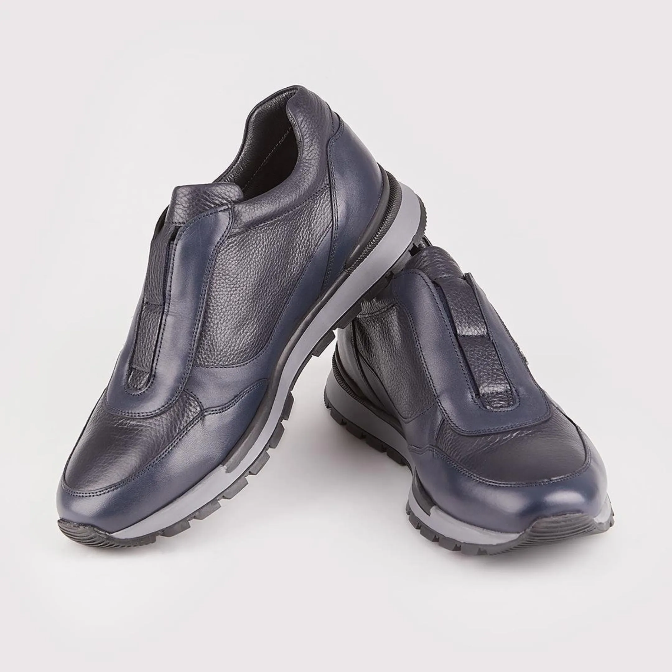 Madasat Navy Blue Leather Casual Shoes - 340 |