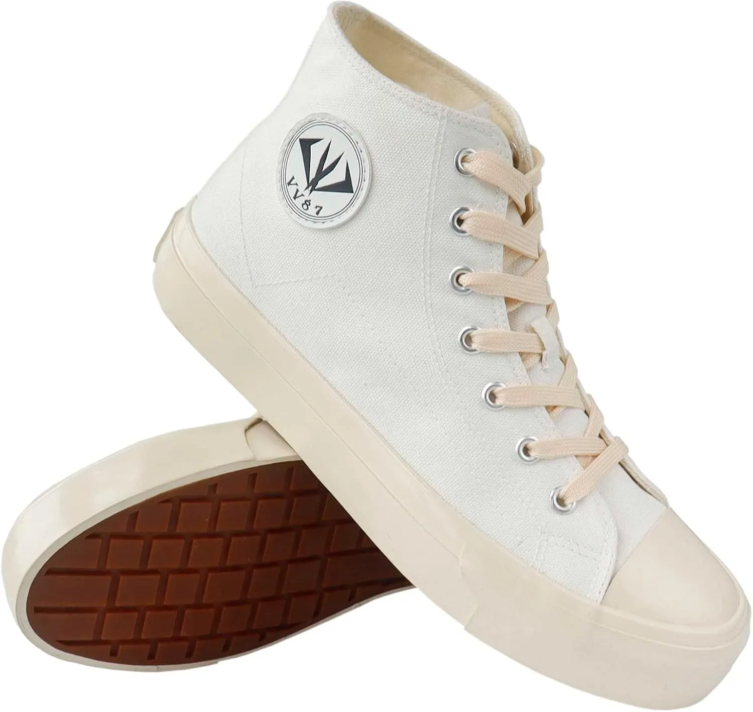 MAUGELY Men's High Top Canvas Fashion Sneakers Skateboard Walking Shoes Flats