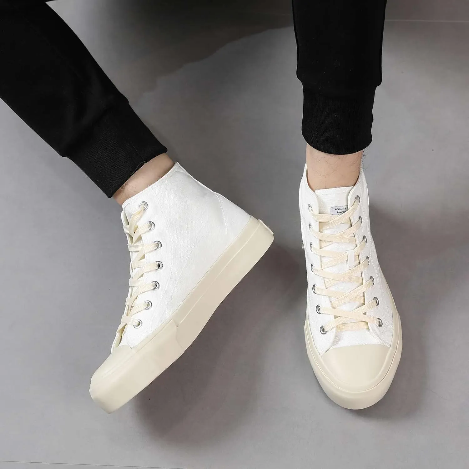 MAUGELY Men's High Top Canvas Fashion Sneakers Skateboard Walking Shoes Flats