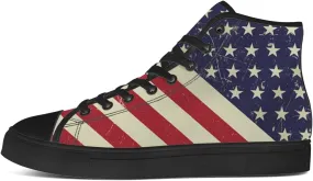 Men's Women's American Flag High Top Canvas Shoes USA Flag High Top Sneakers Lace Up Casual Shoes Gifts for Men Women