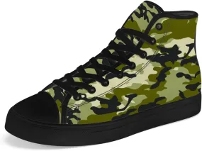 Men's Women's Green Camouflage High Top Canvas Shoes Camo High Top Sneakers Lace Up Casual Shoes Gifts for Men Women