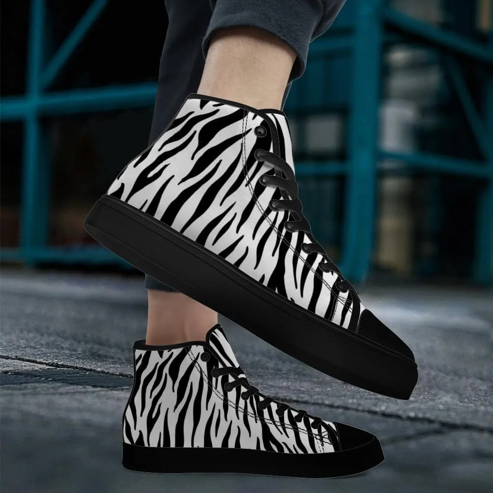 Men's Women's Tiger Print High Top Canvas Shoes High Top Sneakers Lace Up Casual Shoes Gifts for Men Women