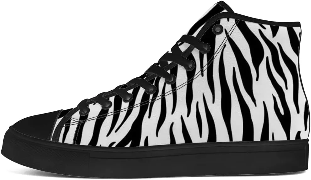 Men's Women's Tiger Print High Top Canvas Shoes High Top Sneakers Lace Up Casual Shoes Gifts for Men Women