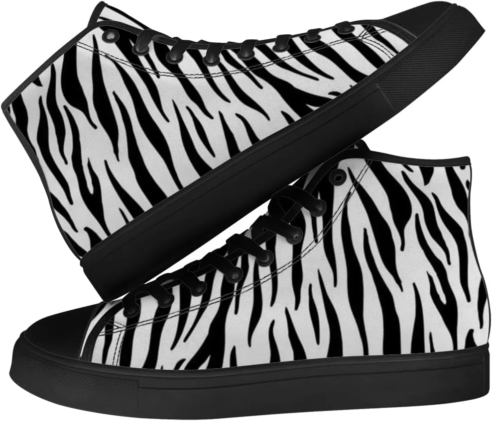 Men's Women's Tiger Print High Top Canvas Shoes High Top Sneakers Lace Up Casual Shoes Gifts for Men Women