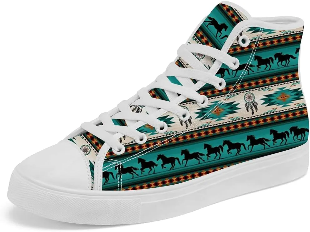 Native American High Top Sneakers Womens Mens Aztec High Top Canvas Shoes Lace Up Casual Shoes Gifts for Men Women