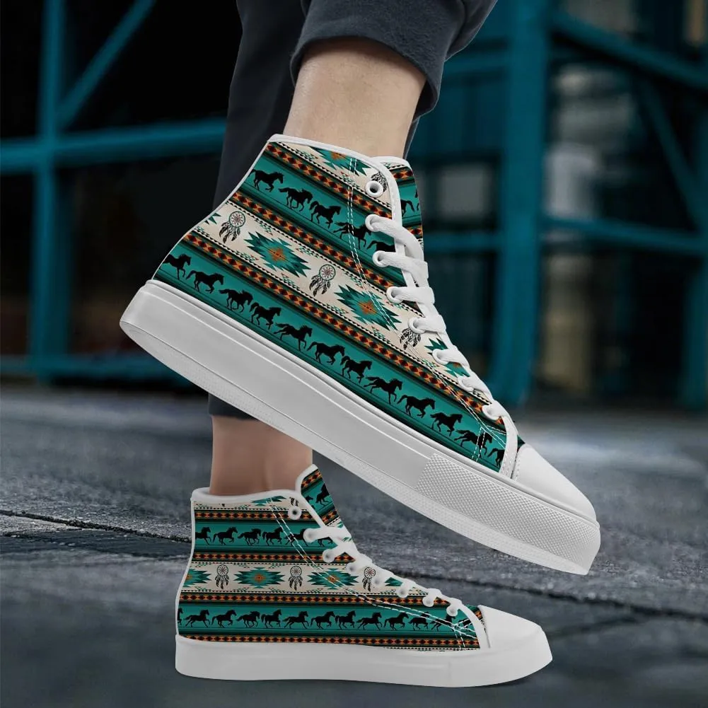 Native American High Top Sneakers Womens Mens Aztec High Top Canvas Shoes Lace Up Casual Shoes Gifts for Men Women