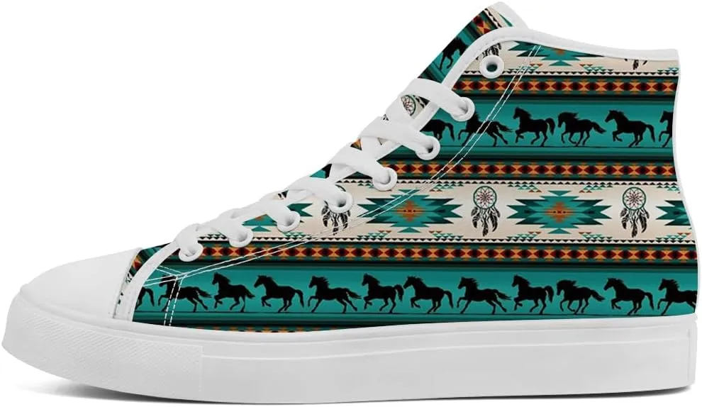 Native American High Top Sneakers Womens Mens Aztec High Top Canvas Shoes Lace Up Casual Shoes Gifts for Men Women