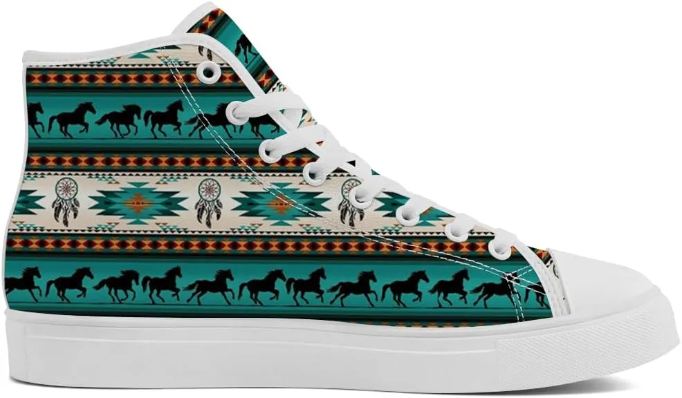 Native American High Top Sneakers Womens Mens Aztec High Top Canvas Shoes Lace Up Casual Shoes Gifts for Men Women