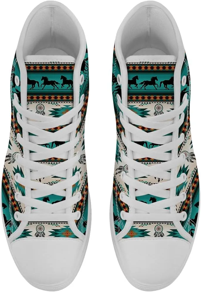 Native American High Top Sneakers Womens Mens Aztec High Top Canvas Shoes Lace Up Casual Shoes Gifts for Men Women