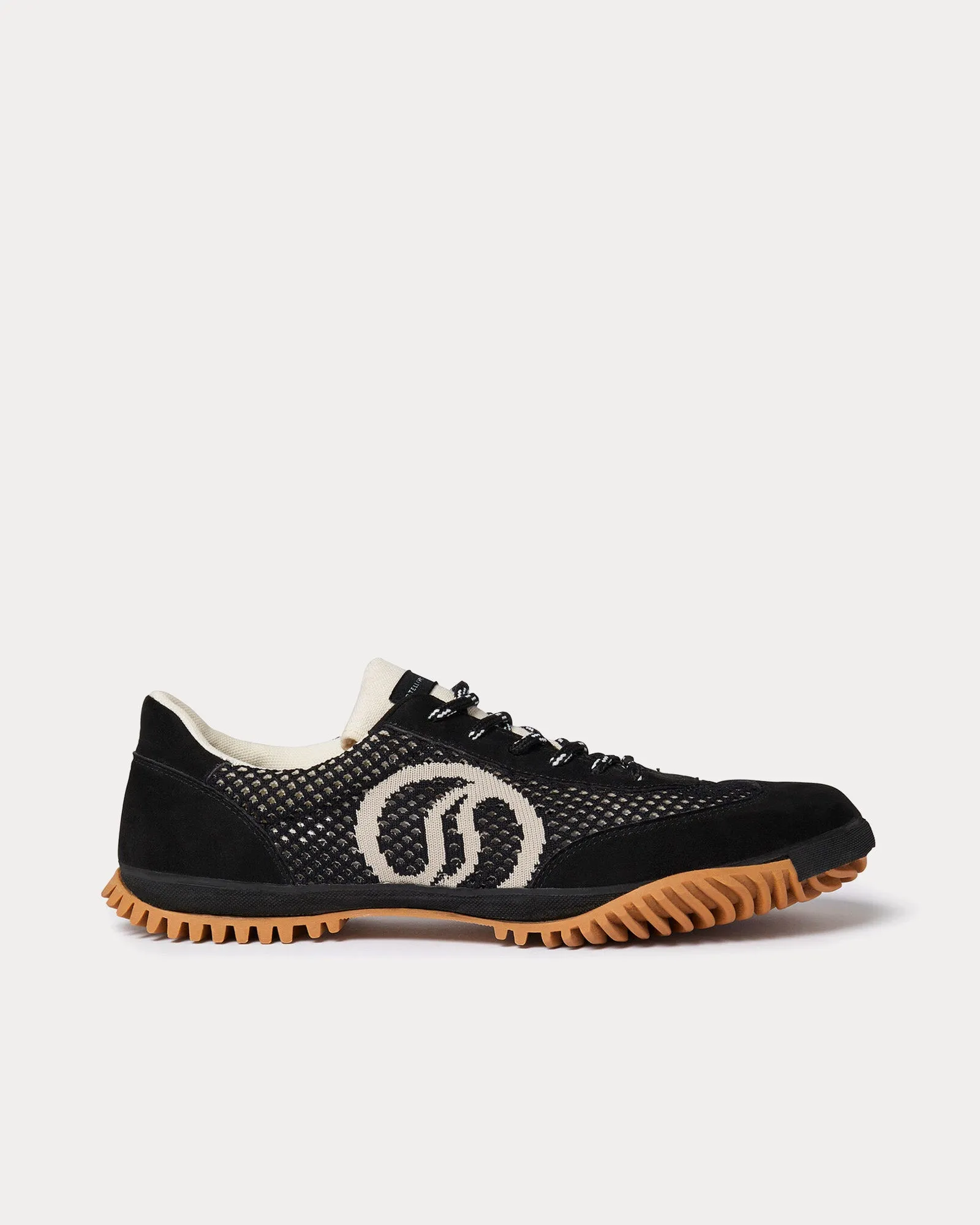 S-Wave Sport Mesh Panelled Midnight Black Low Top Sneakers