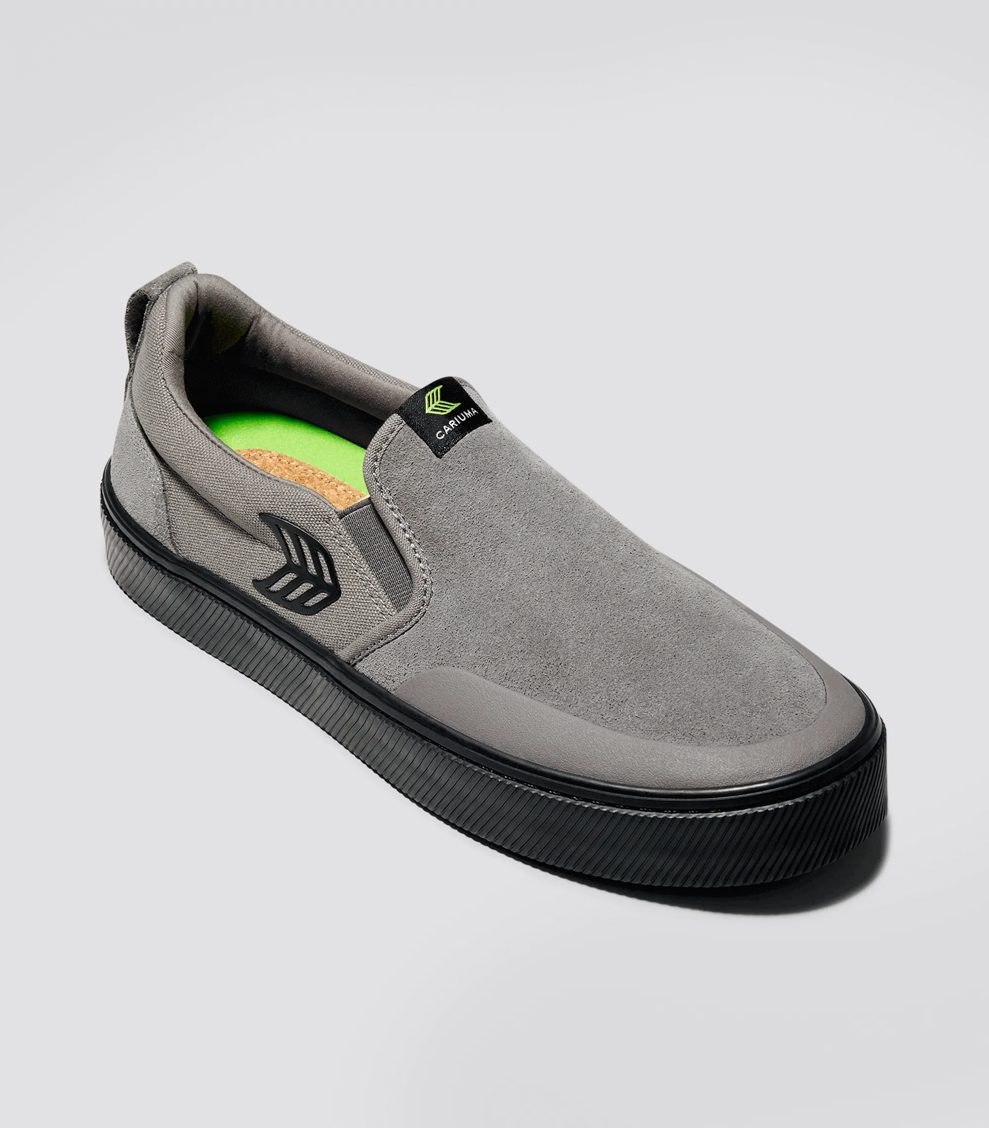 SLIP-ON PRO Charcoal Grey Suede and Canvas Black Logo Sneaker Women