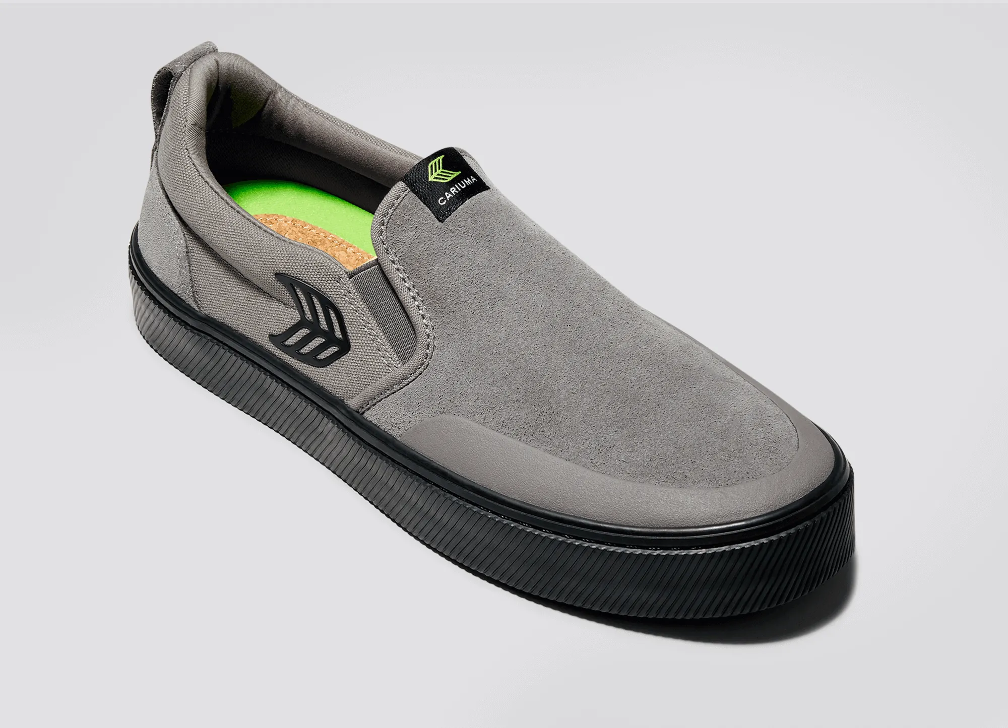 SLIP-ON PRO Charcoal Grey Suede and Canvas Black Logo Sneaker Women