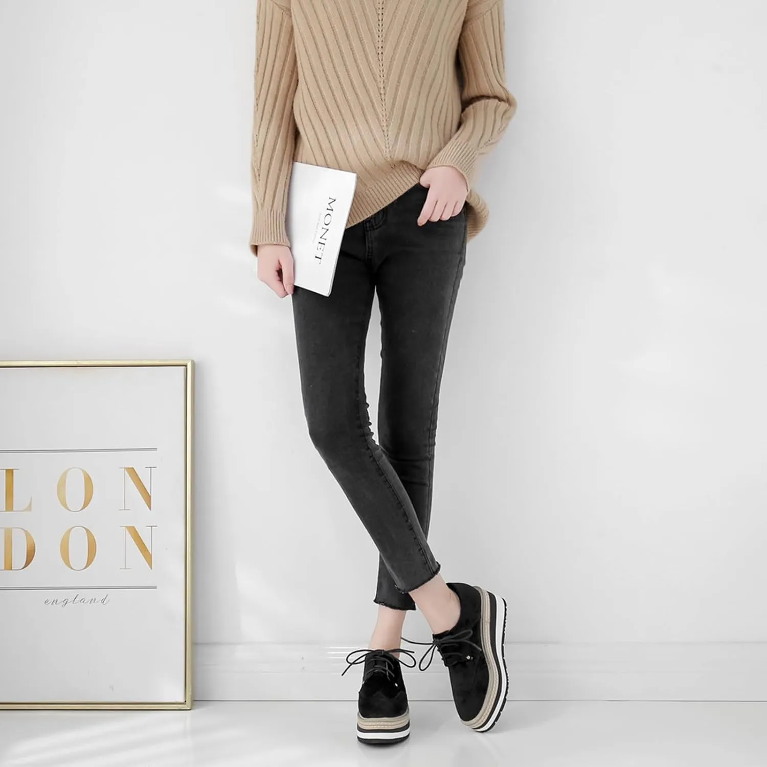 Suede Walking Oxford Shoes For Women Fashion Slip-on Platform Sneakers Chunky High Heels Flats Dressy Loafers Shoes