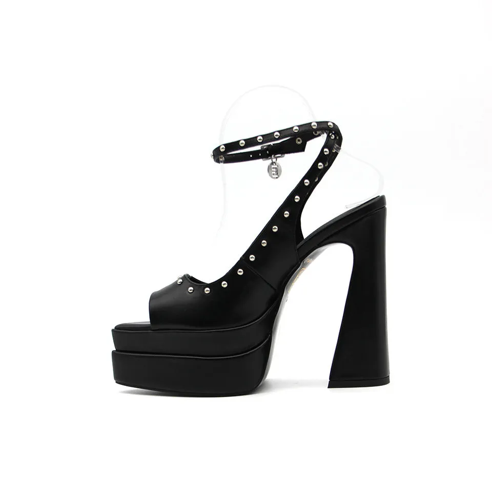 Summer Pointed PU Rivet Fashion Strappy High Heel Sandals