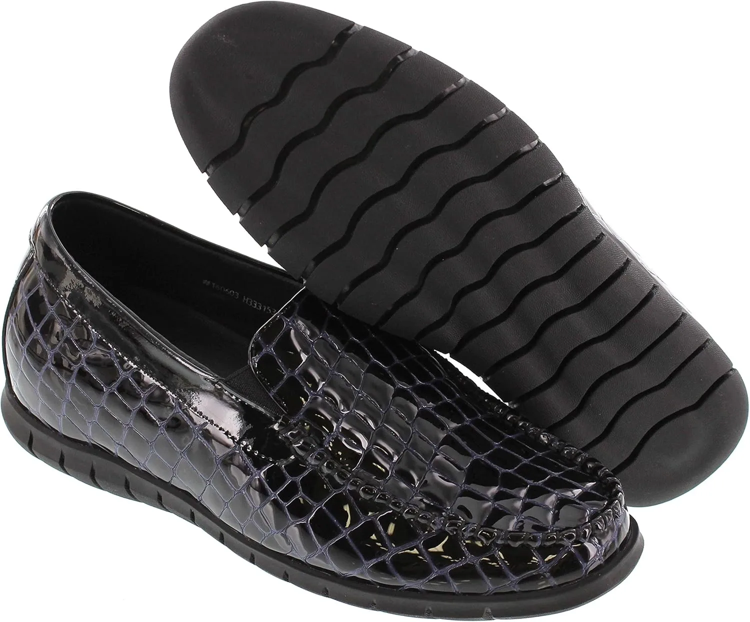 TOTO Men's Invisible Height Increasing Elevator Shoes - Black & Purple Patent Leather Slip-on Super Lightweight Casual Loafers - 2.4 Inches Taller - H333153 - Size 6.5 D(M) US