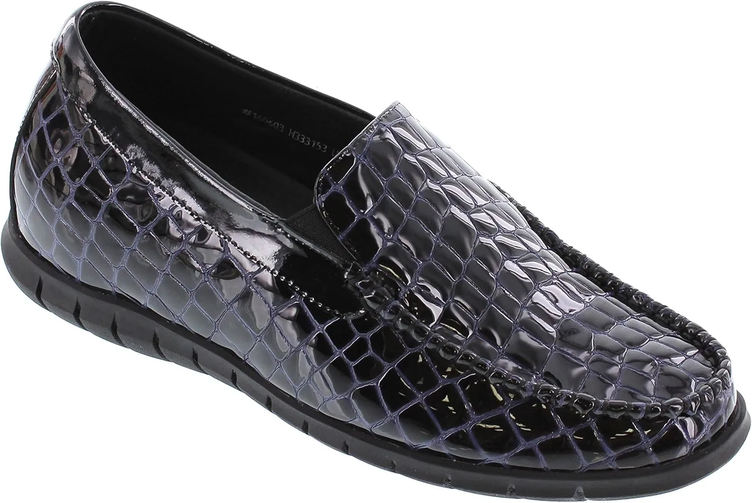 TOTO Men's Invisible Height Increasing Elevator Shoes - Black & Purple Patent Leather Slip-on Super Lightweight Casual Loafers - 2.4 Inches Taller - H333153 - Size 6.5 D(M) US