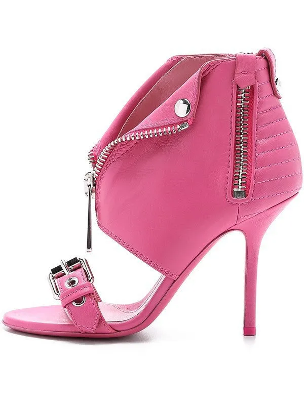 Trendy High Heeled Buckle and Flared Strap Fashion Sandals