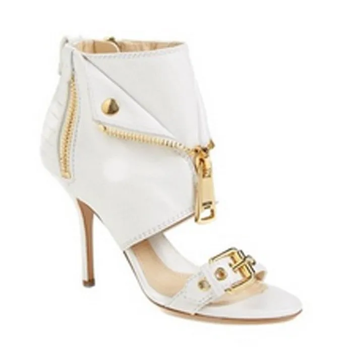 Trendy High Heeled Buckle and Flared Strap Fashion Sandals