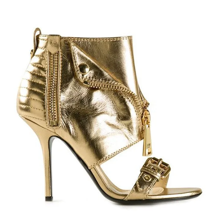 Trendy High Heeled Buckle and Flared Strap Fashion Sandals