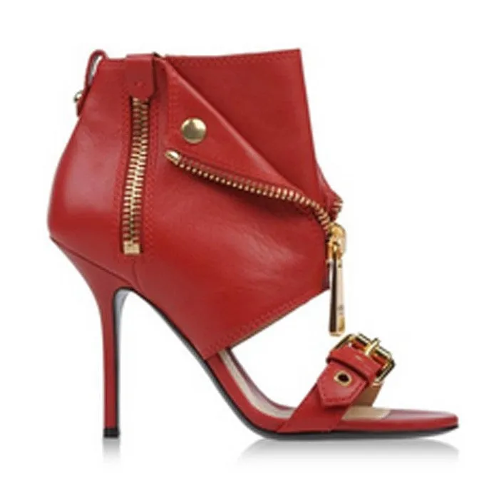 Trendy High Heeled Buckle and Flared Strap Fashion Sandals