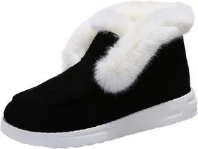 Winter Boots For Women Warm Snow Boots Slip on Insulated Fur Lined Lightweight Cold Weather Ankle Booties Loafers